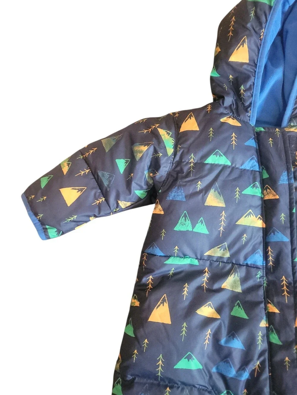 Columbia Baby 12-18M Snowsuit Bunting Puffer Fleece Lined Hooded Mountain Print
